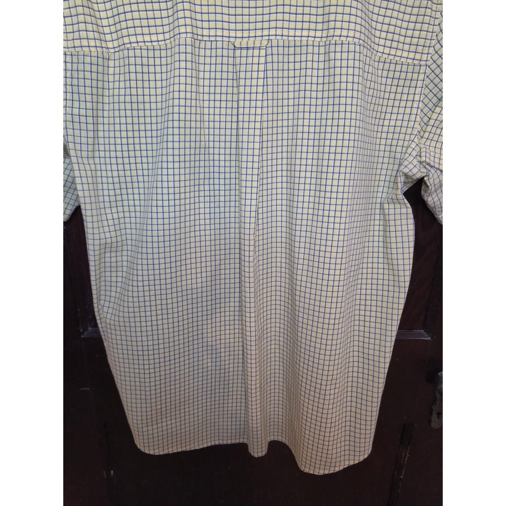 Chaps Easy Care Mens Size XL Yellow Navy Plaid Button Down Dress Shirt Preppy - Picture 10 of 10